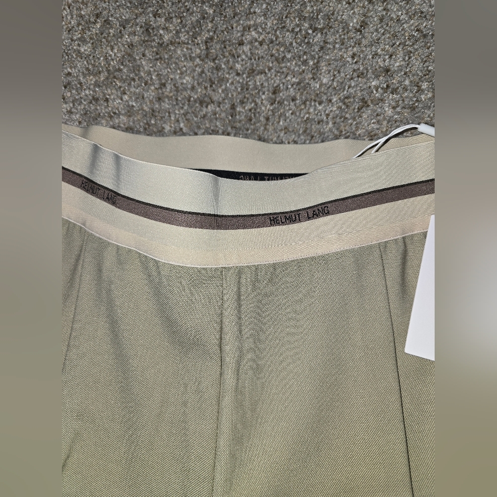 Women's Helmut Lang Logo Band Pull On Shorts In Ceder Stretch Wool Size 8 - Picture 6 of 10
